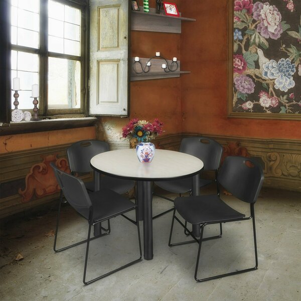 Regency Round Tables > Breakroom Tables > Kee Round Table & Chair Sets, Wood|Metal|Polypropylene Top, Maple TB42RNDPLBPBK44BK